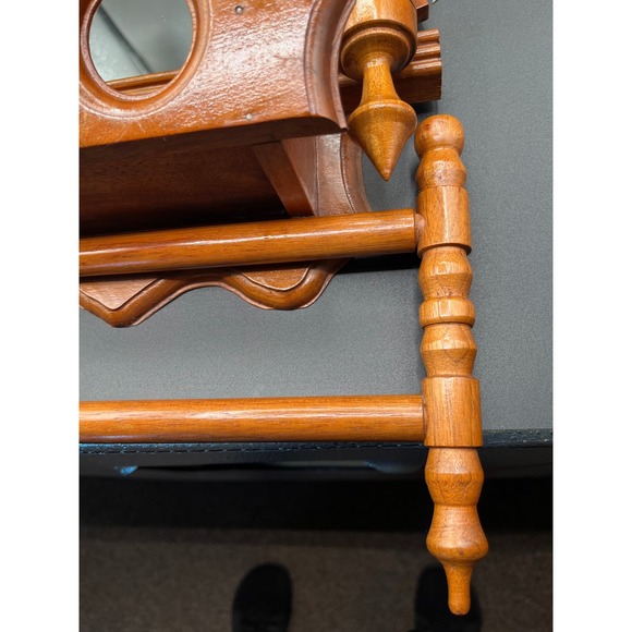 Antique Maple Wood Ornate Shaving/Vanity Mirror 2 Candle Holders 13"x7.5"x20.5" - Picture 3 of 9